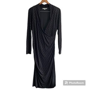 Boden Long Sleeve Dress Women Size 14L Faux Wrap Ruched Flattering Office Lined